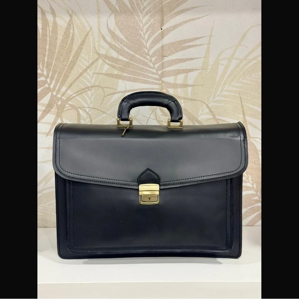 Classic Black Leather Briefcase